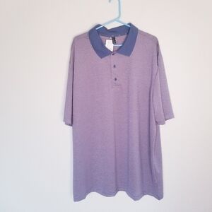 NEW Adidas DXL Polo Shirt 2XLT Tiny Stripe Gray Pink Blue Collar